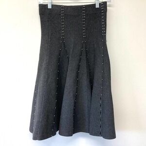 Sandro circle beaded a-line skirt midi gray